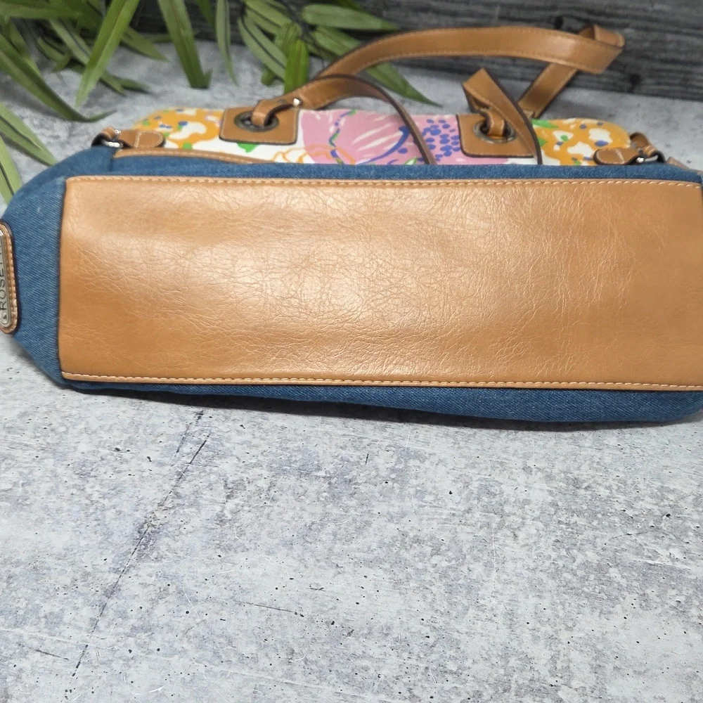 Rosetti Denim & Colorful Floral Double Strap Shoulder Bag Cottagecore Spring